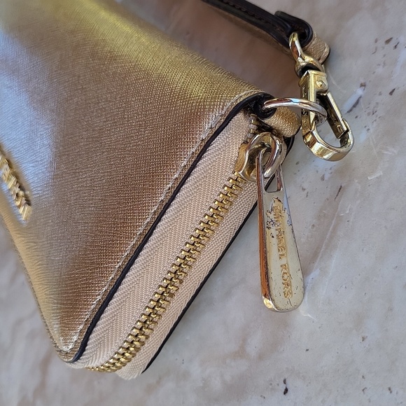 Michael Kors Gold Shimmer 3/4 Zip Wallet - Picture 4 of 13